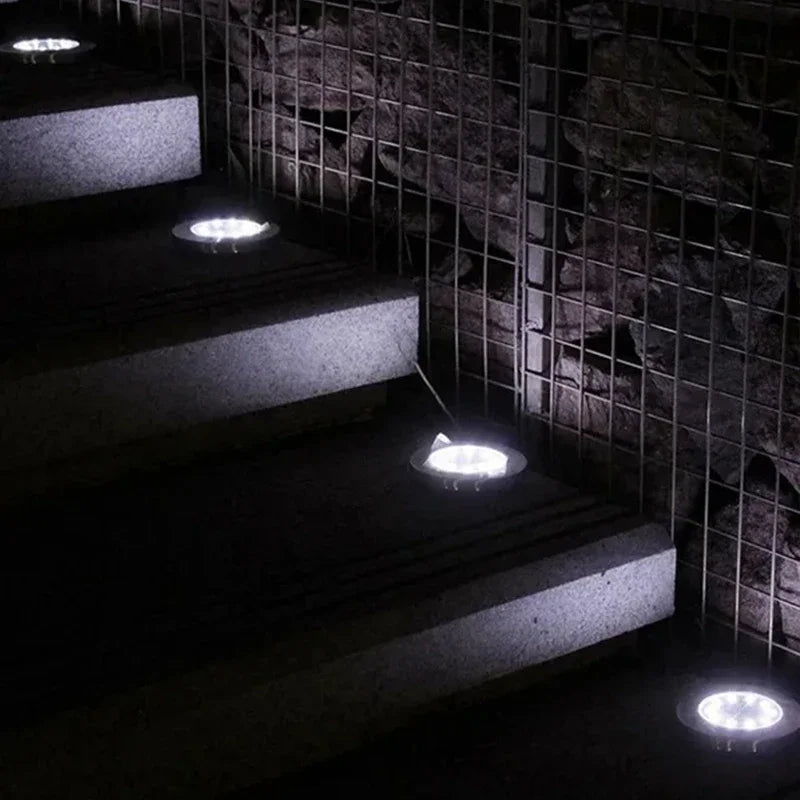 8/20 LED Solar Disk Lights Waterproof Outdoor Garden Path Lamp