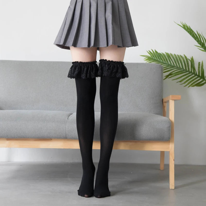 Lace Ruffle Lolita Knee-High Cosplay Socks
