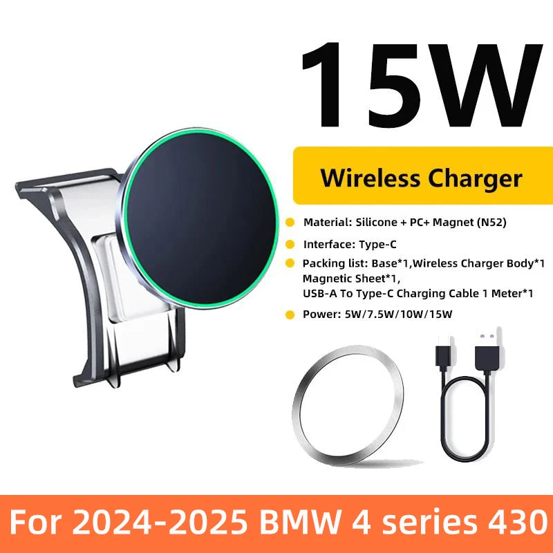 Car Phone Holder For 2024 2025 BMW 4 Series 430i Air Vent Exclusive Base GPS Stand Magnetic Charger Interior Accessories