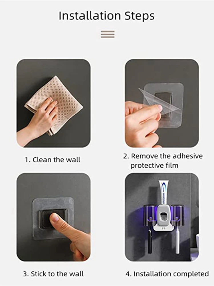 Automatic Toothpaste Squeezer Dispenser Waterproof Uv Toothbrush Sterilizer Drying Holder Children Bathroom Vanity Accessories