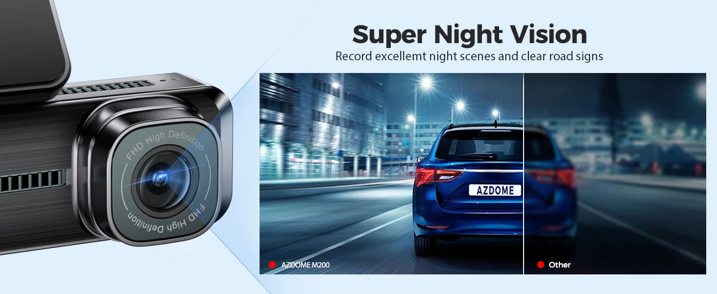 AZDOME M200 Dash Cam English Voice Control 2K Car DVR WiFi Camera for Vehicle Night Vision G-Sensor 24H Parking Monitor