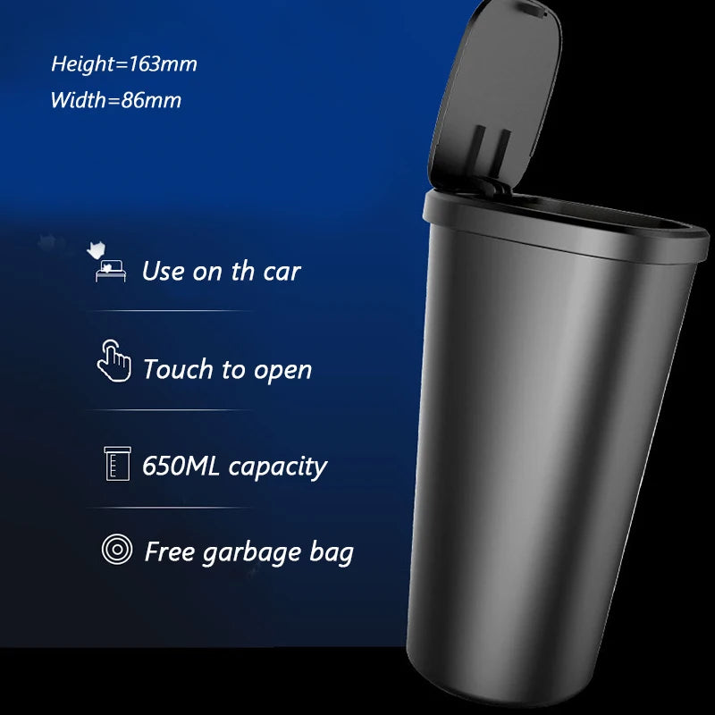 EAFC Car Trash Can Auto Organizer Storage Bag Car Garbage Bin Ashtray Dust Case Holder Click Open Cover