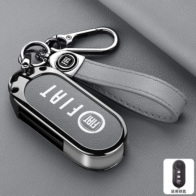Leather Car Remote Key Case Cover Shell Protector for Fiat Ducato 500 500L Panda Grande Punto Lancia Musa Keychain Accessories