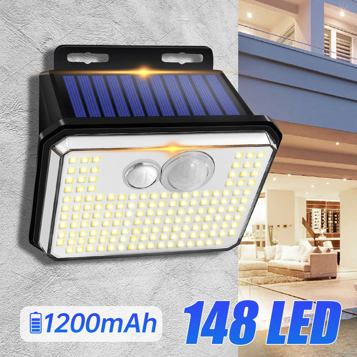148 LED Solar Motion Sensor Outdoor Security Wall Light