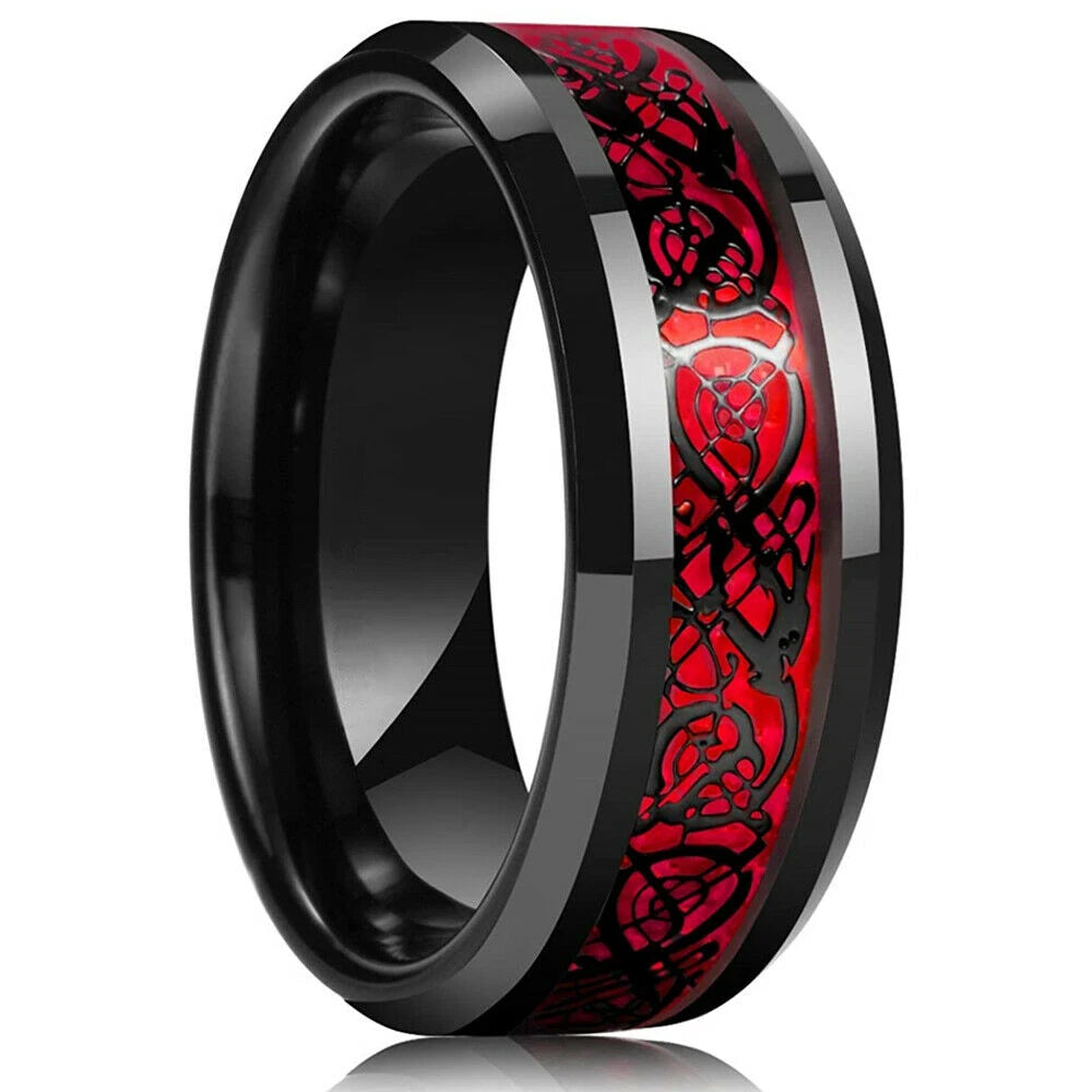 8mm Brushed Stainless Steel Step Edge Ring Multi-Color Collection