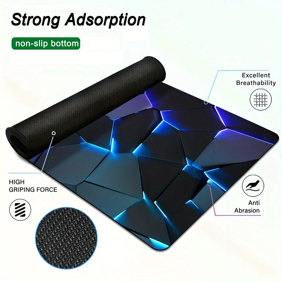 Tapete de rato RGB Geométrico Grande 400X900 Tapete de rato para jogos PC Teclado de computador XL Tapete de secretária Acessórios de interior de escritório