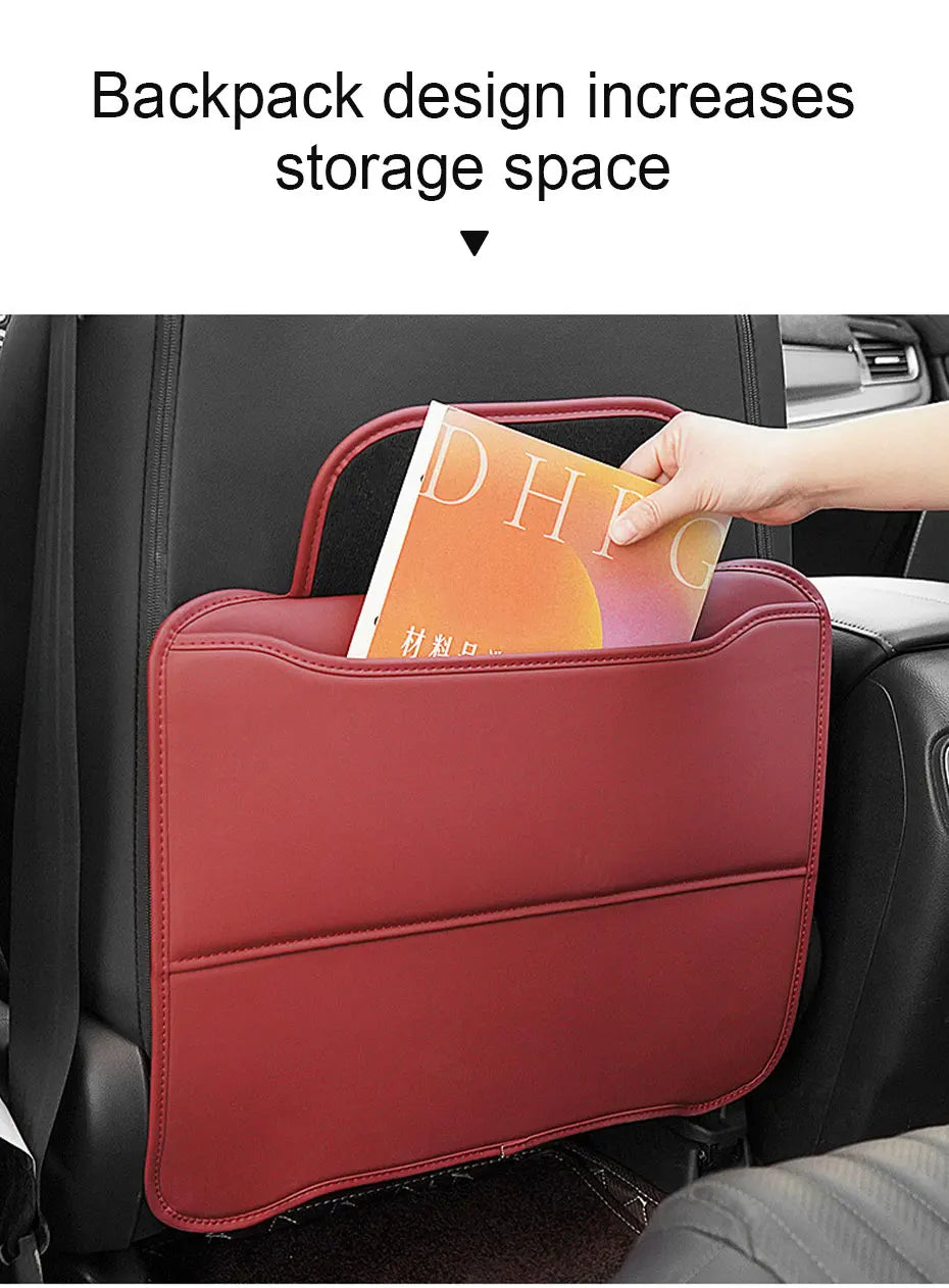 BLALION PU Leather Car Anti-kick Pad Auto Seat Back Organizer Storage Bag Car Backseat Anti Scratch Protector Pads with Cover