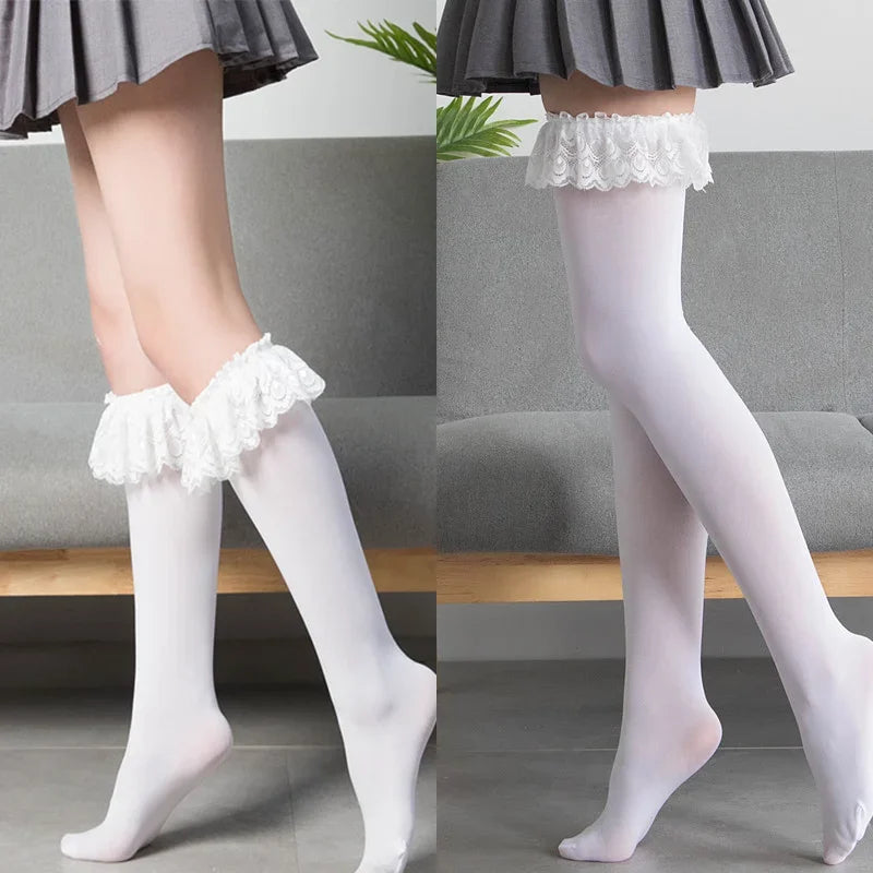 Lace Ruffle Lolita Knee-High Cosplay Socks