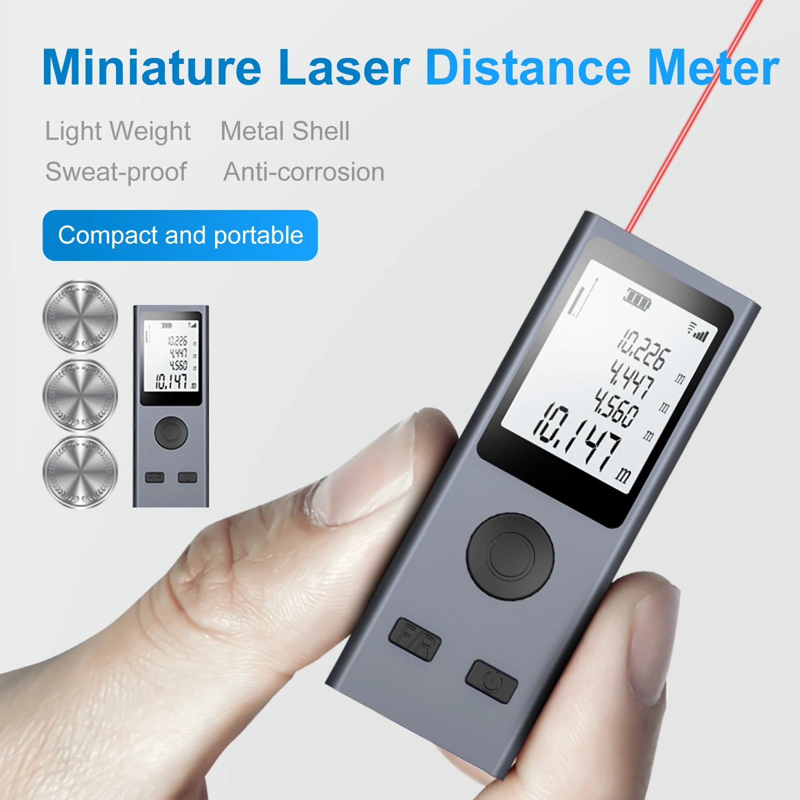 Nohawk Mini Laser Rangefinder Digital Tape Measure Ruler USB Charge Aluminum Alloy Fuselage
