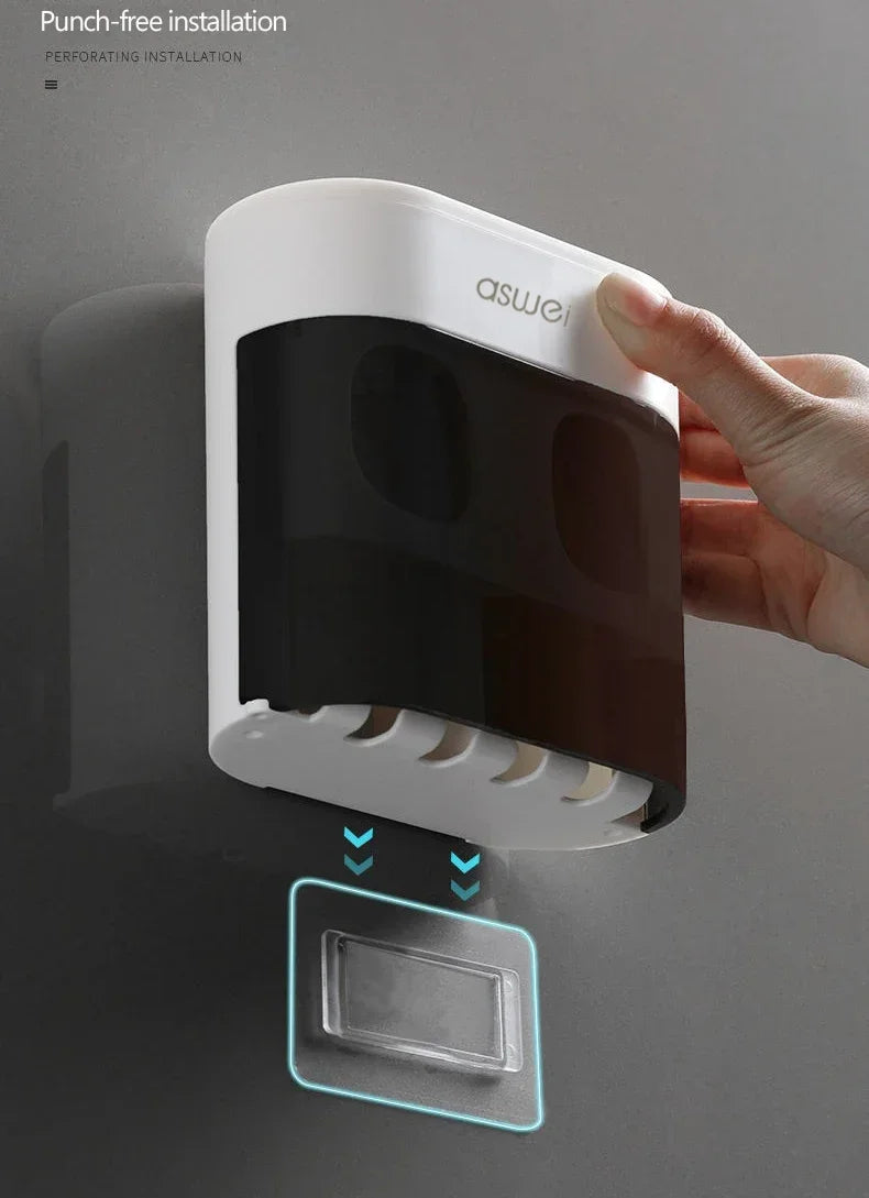 Wall Mounted Automatic Toothpaste Squeezer Toothpaste Dispenser Magnetic Toothbrush Holder Toothpaste Rack Bathroom Accessories