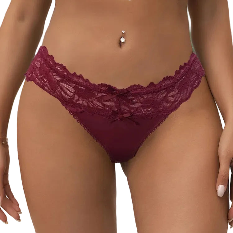 Women's Lace Brazilian Thong Low Waist Panties