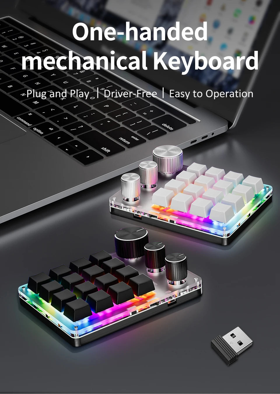 2.4G Customize Bluetooth 3 Modes USB Custom Mechanical Keyboard with Knob Volume Button Knob Programming Macro Gaming 16 Key Key