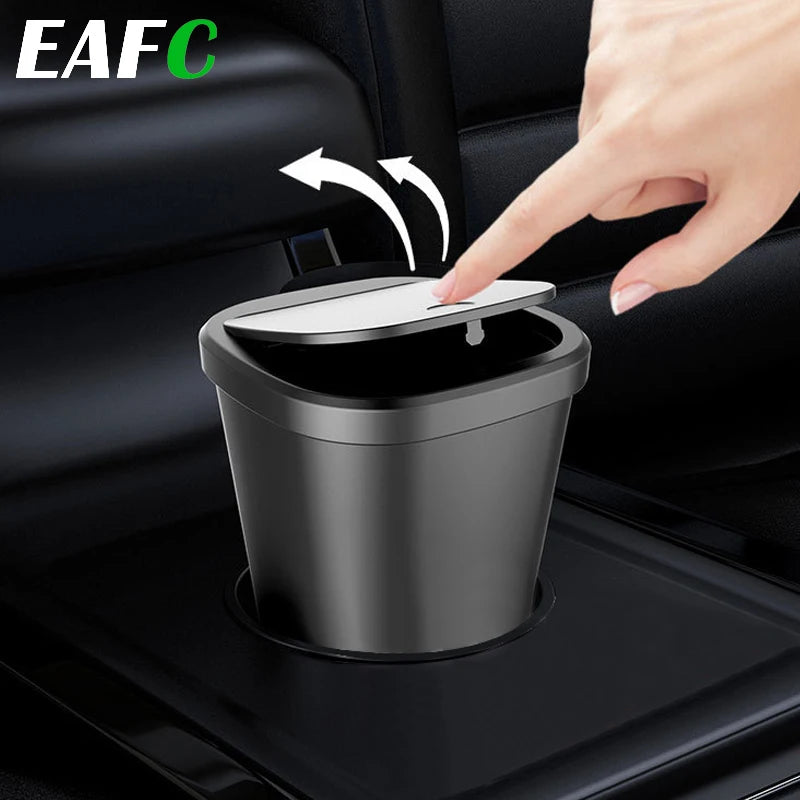 EAFC Car Trash Can Auto Organizer Storage Bag Car Garbage Bin Ashtray Dust Case Holder Click Open Cover