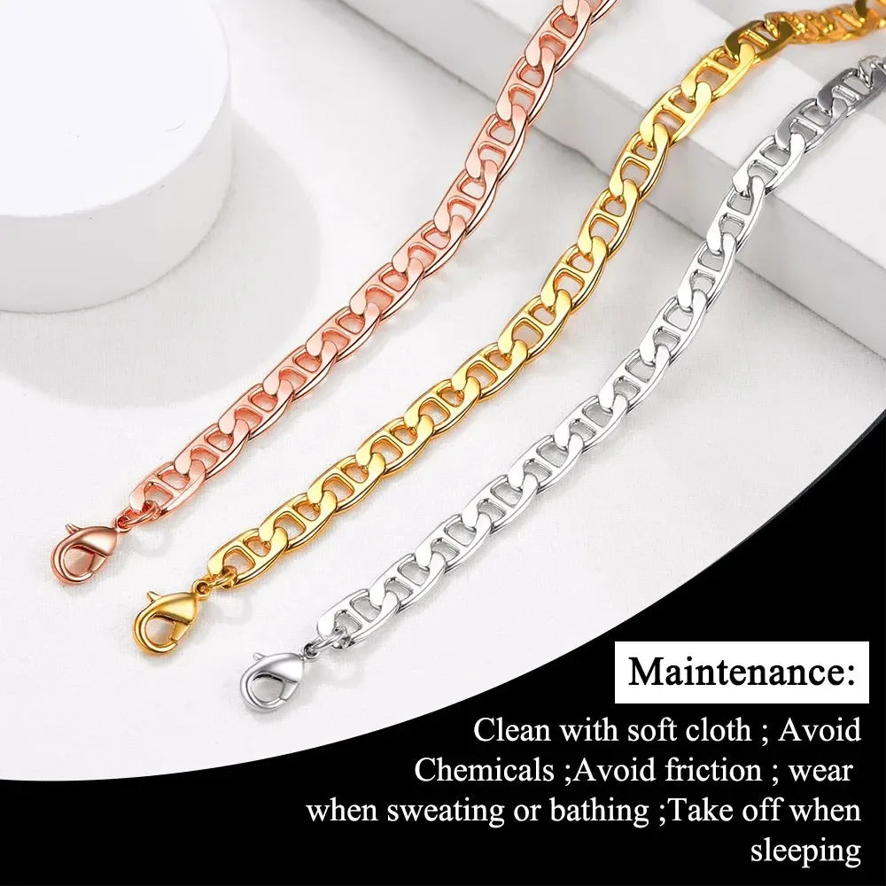 Stainless Steel Multi-Style Anchor and Curb Chain Anklet