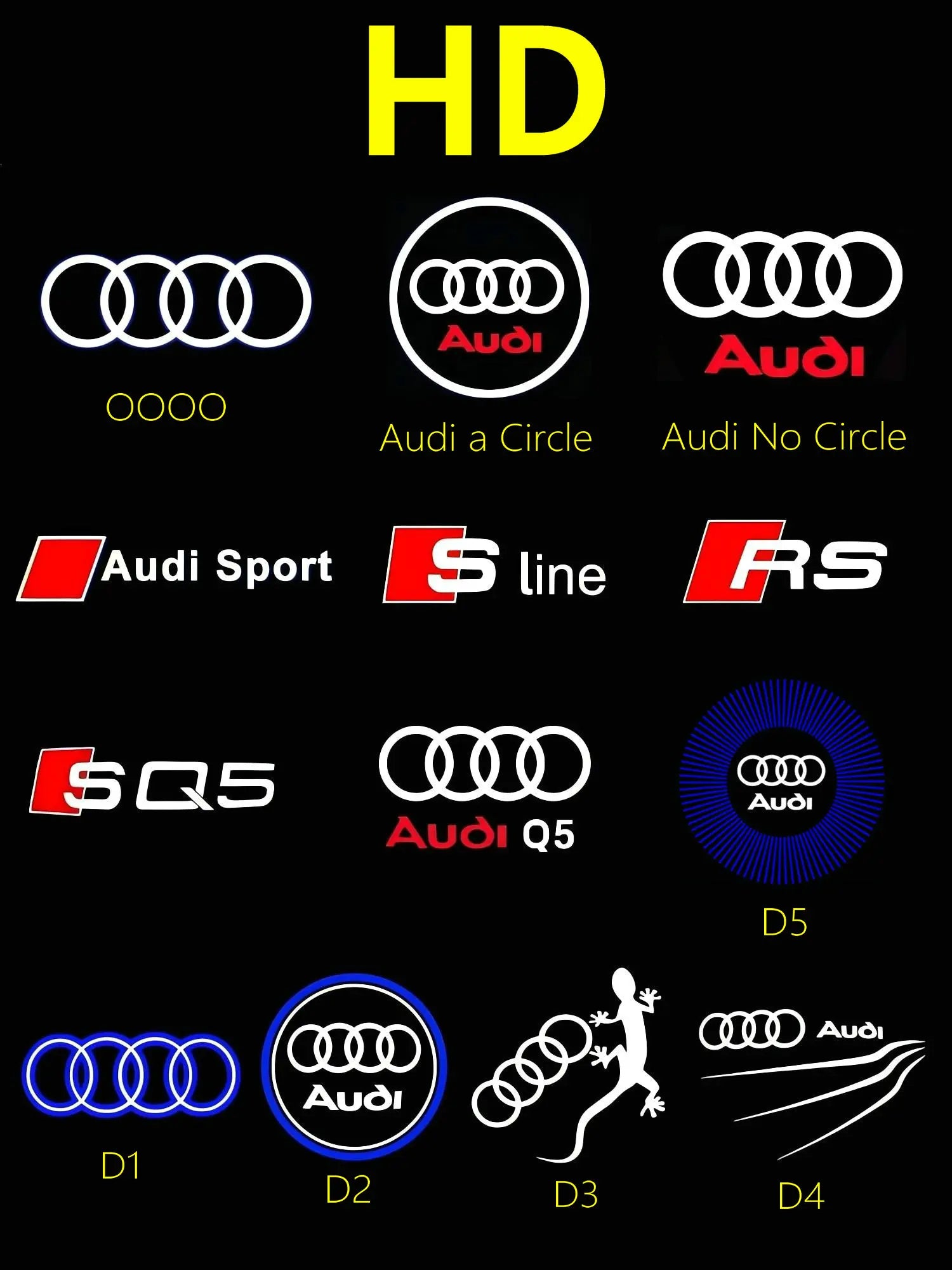 HD Car Door Welcome Light Led Projector Lamp For Audi A3 A4 B8 8P 8V A6 C7 A5 Q5 B7 B6 B9 SLINE QUTTRO RS SQ5 Q3 Q7 S3 S4 S5 Q5