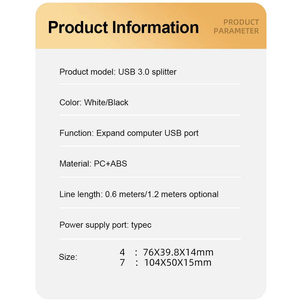 7 Ports USB 3.0 HUB USB Docking Station USB Splitter Adapter 5Gbps High Speed Transmission PD Power Supply For Laptop Computer