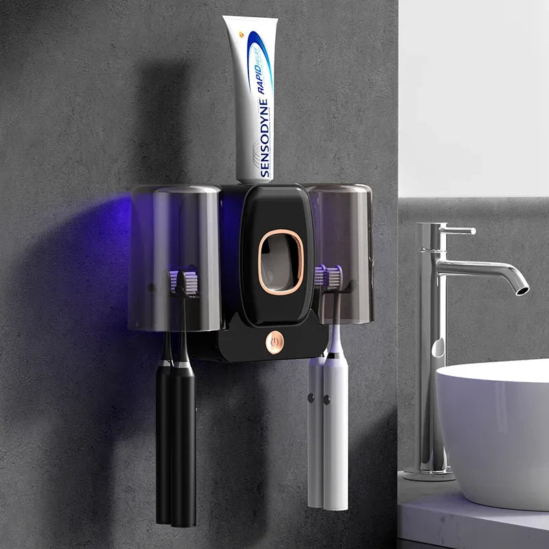 Automatic Toothpaste Squeezer Dispenser Waterproof Uv Toothbrush Sterilizer Drying Holder Children Bathroom Vanity Accessories