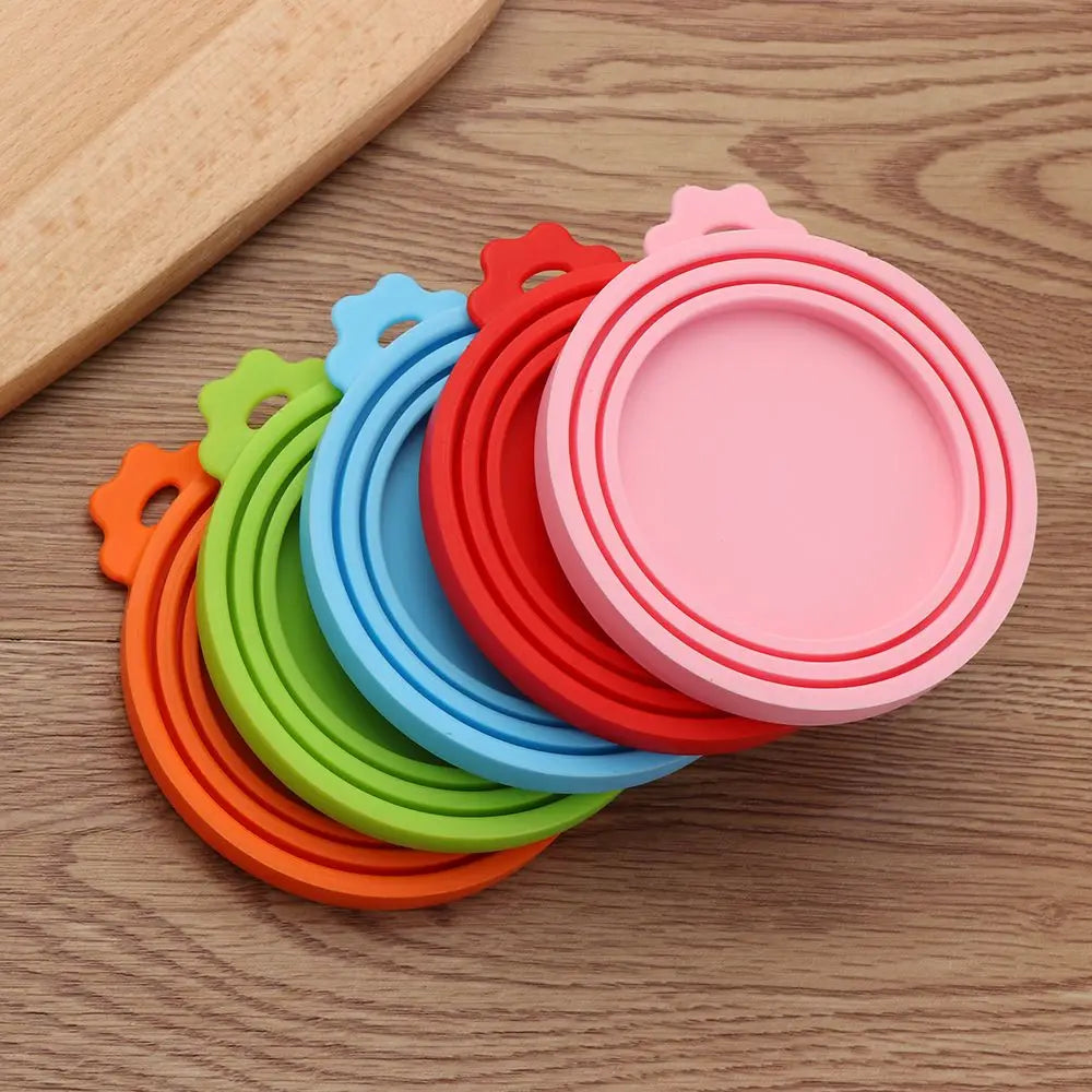 Tampa de Silicone 3 em 1 para Latas Reutilizável de Comida Mantenha Fresco Organização de Cozinha Artigos para Animais de Estimação