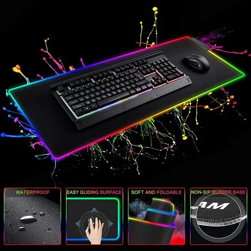 Large Keyboard Mats Fashion Chinese Dragon RGB Gaming Mousepad Big LED Mat PC Deskmat Luminous Mouse Pad Table Rug With Backlit