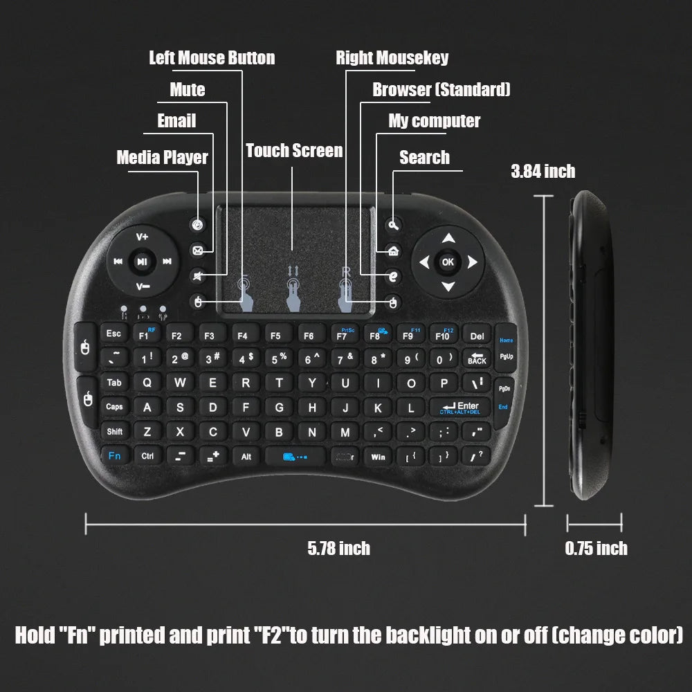 MRSVI I8 2.4G Mini Wireless Keyboard Classic Black Air Mouse Remote Control Touchpad for Android TV Box PC Smart TV