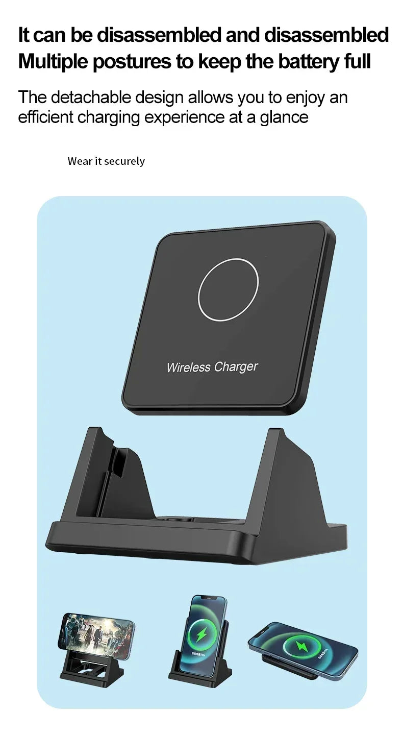 30W Wireless Charger Removable Desktop Vertical Holder Stand For iPhone 16 15 14 13 12 Samsung S25 Xiaomi 15 Quick Charging Dock