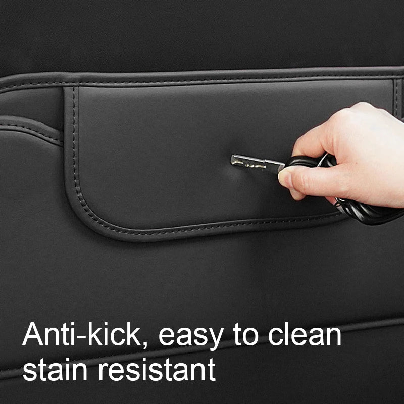 BLALION PU Leather Car Anti-kick Pad Auto Seat Back Organizer Storage Bag Car Backseat Anti Scratch Protector Pads with Cover