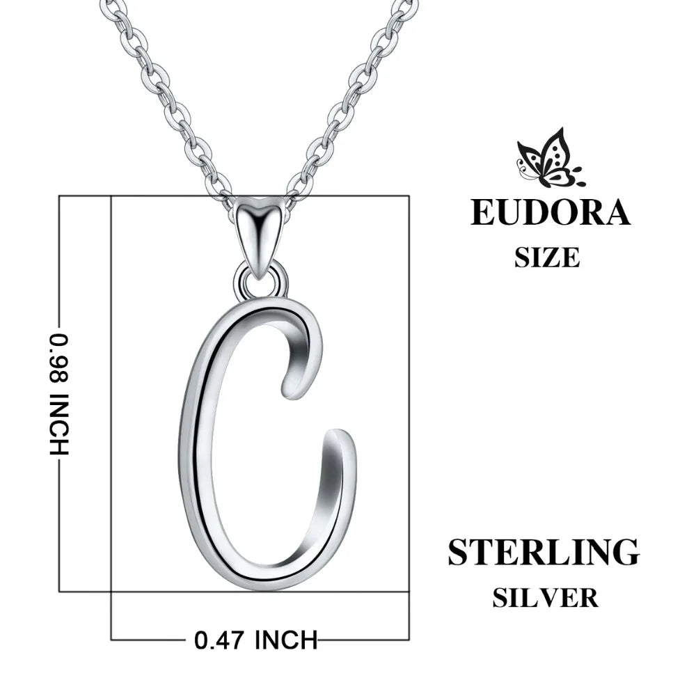 925 Sterling Silver Initial Letter Pendant Necklace