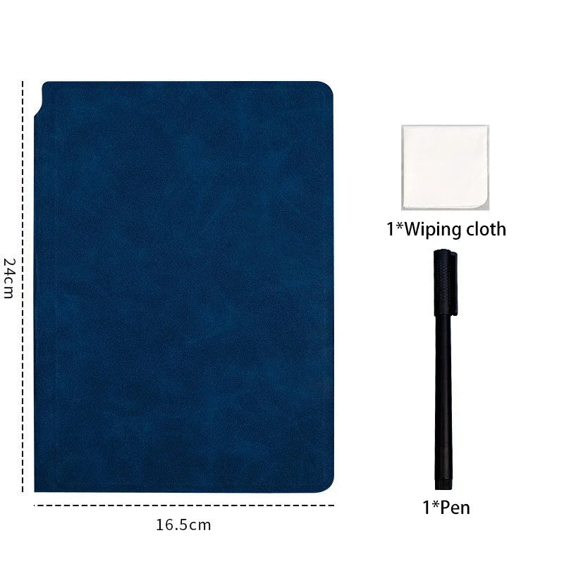 Reusable Whiteboard Notebook Weekly Planner Portable A5 Stylish Office Notebooks Leather Memo Free Whiteboard Pen Erasing Clot