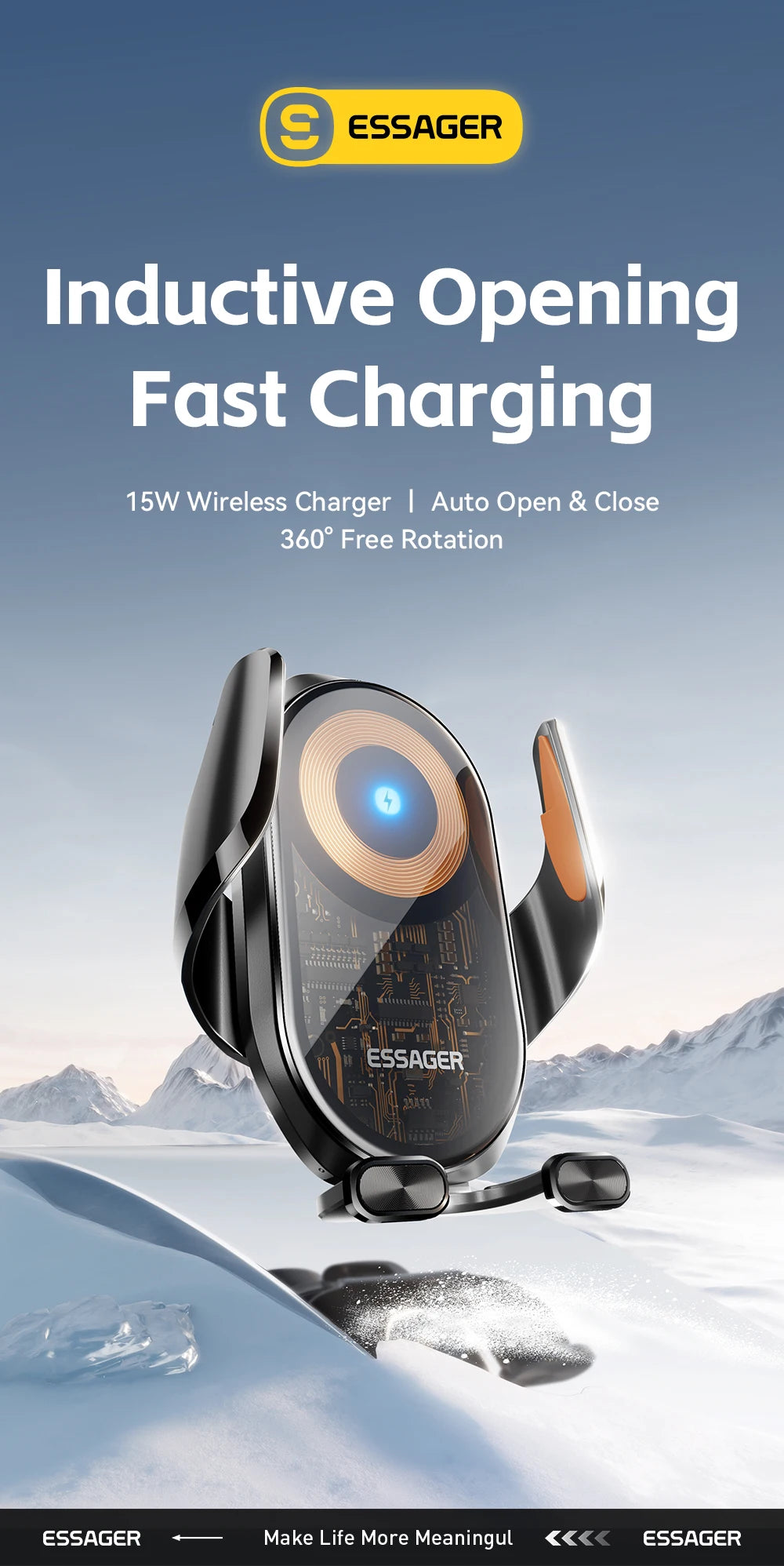 Essager 15W Magnetic Wireless Car Charger for MacSafe 15W Cooling Stand Holder for iPhone 16 15 14 13 12 Pro Max Xiaomi Samsung