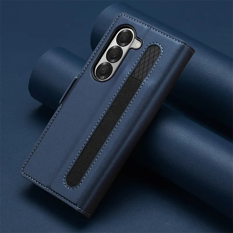 Magnetic Flip Leather Phone Case for Samsung Galaxy Z Fold 7 6 5 4 3 5G Fold6 Fold5 Fold4 Wallet Card Cover Etui Coque