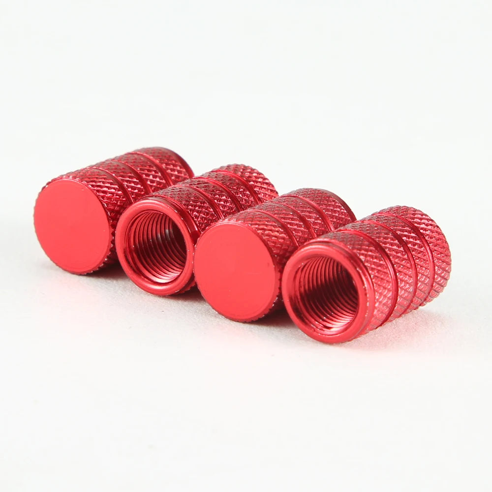 4pcs Knurling Style Tire Valve Caps Aluminum Silver Car Bike Wheel Stem Air Valve Caps Tire Pressure Cap Accessory