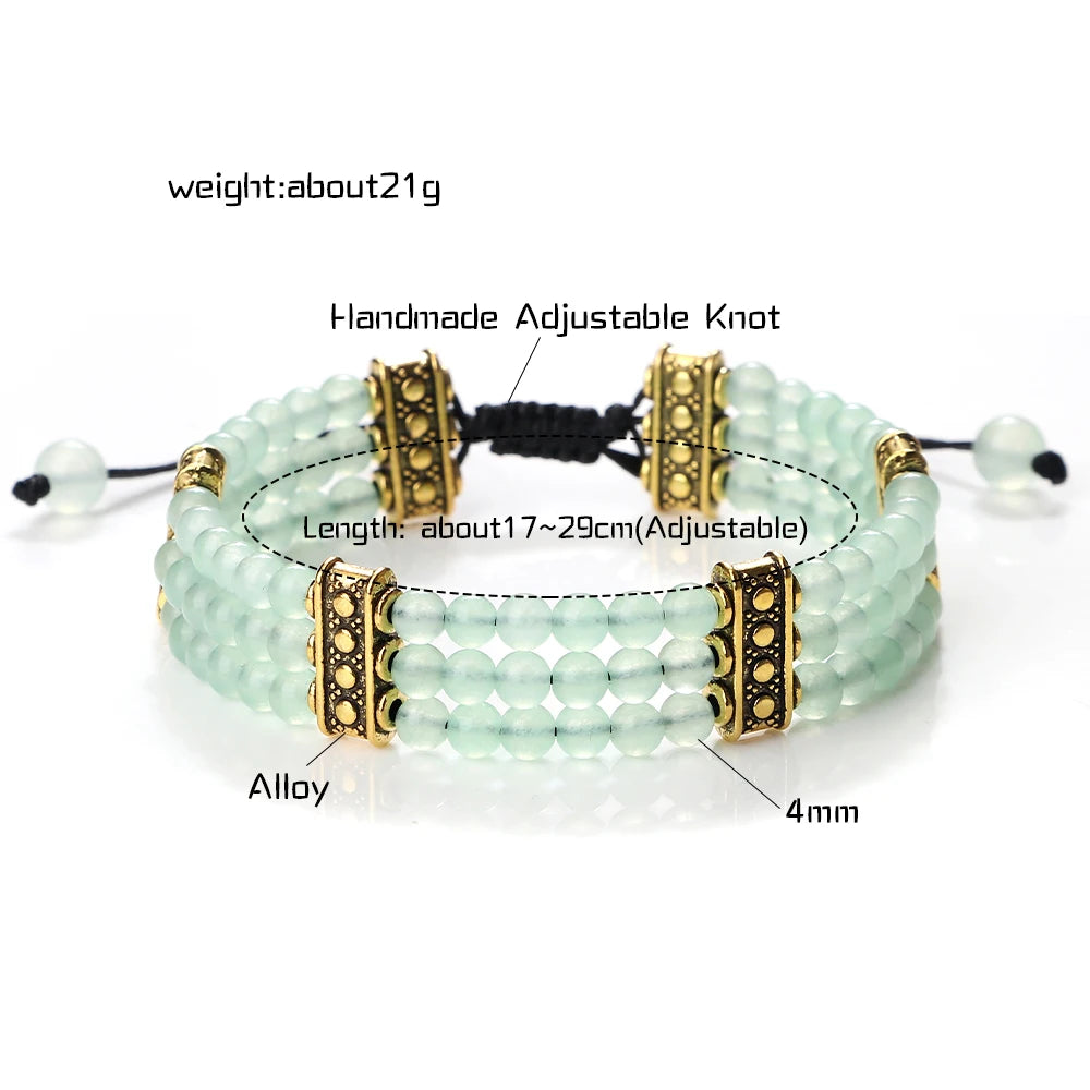 4mm Natural Stone Braided Energy Yoga Bracelet