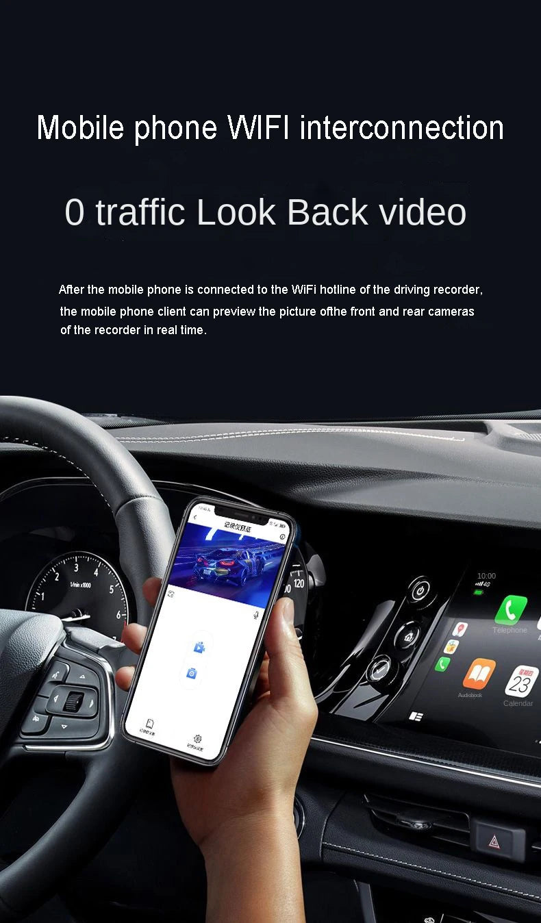 4K 4CH Hidden Car DVR with APP 24H Parking Mode G Sensor Motion Detect Loop Record Time Lapse Stealth Recording Night Vision WDR