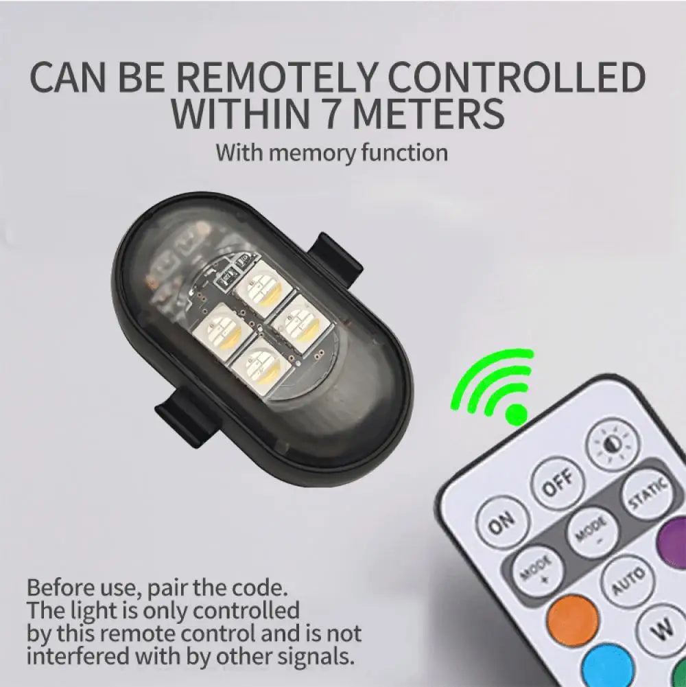 Wireless LED Strobe Lights Car Decor Atmosphere Light Warning Lights RGB Led Aircraft Strobe Lights Car Motorcycle LED Lights