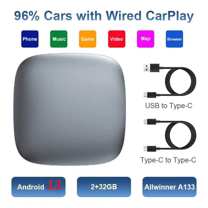 Android13 CarPlay Android Auto A133 Ai Box Wireless Box for Netflix YouTube Wireless Carplay Car Smart Systems for Wired Carplay
