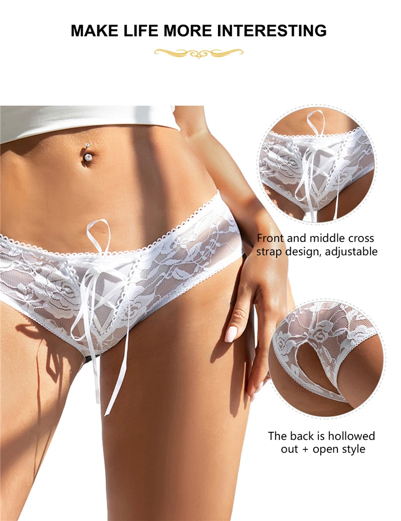 Strappy Crotchless Lace Thong G-String Panties