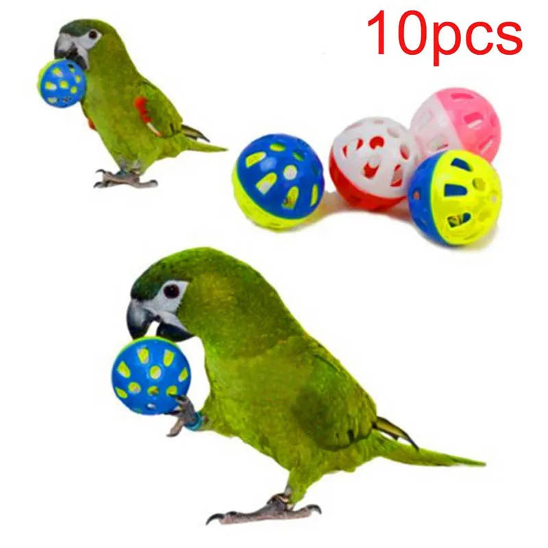 10pcs Colourful Hollow Bell Parrot Training Toy Balls