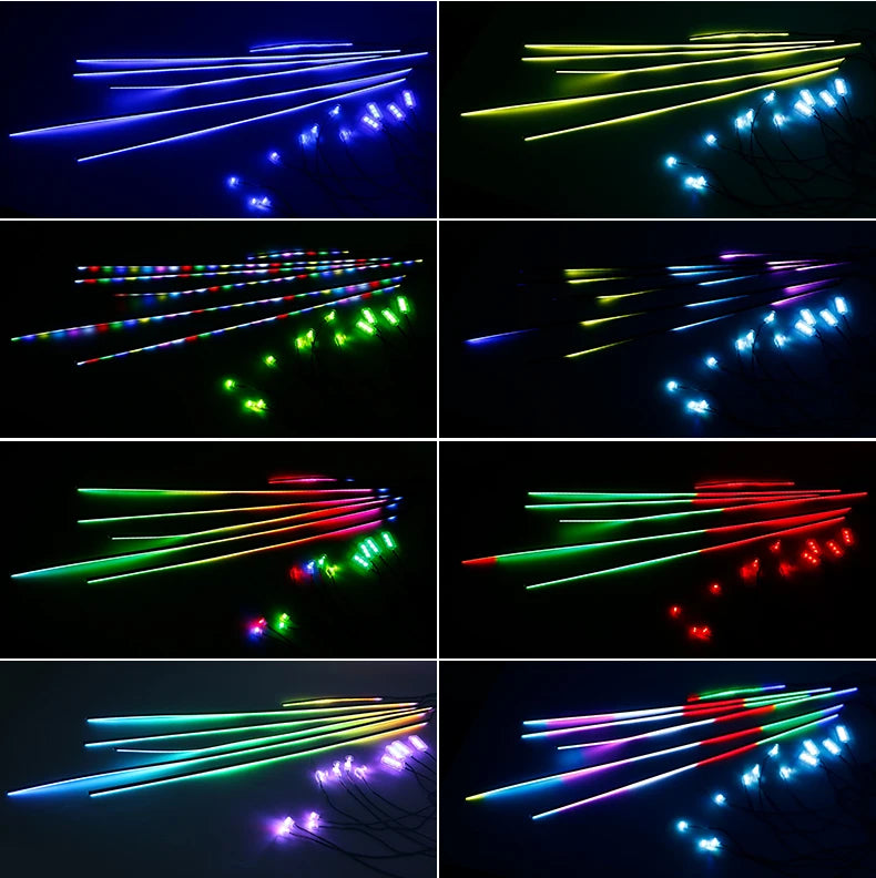 18 in 1 Dual Zone Symphony Streamer Car Ambient Light Interior LED Full Color RGB Neon Acrylic Strip Atmosphere Lighting Kit App