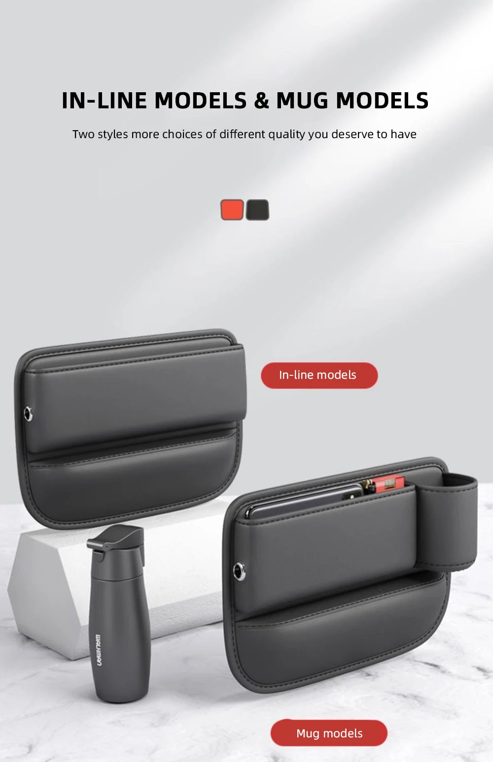 Multifunction Car Seat Gap Leak-proof Storage Bag  PU Leather Seat Slot Organizer BoxFor Car Seat Gap Filler With Cup Holder