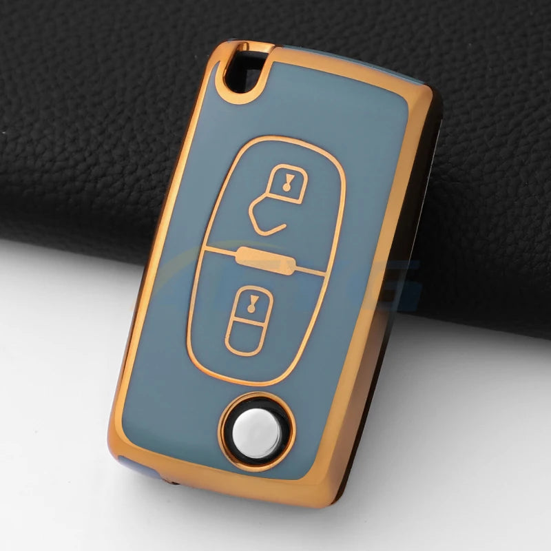 TPU Car Remote Key Case Cover For Peugeot Partner Citroen Berlingo C3 Picasso 2009 2010 2011-2016 Key Chain Accessories