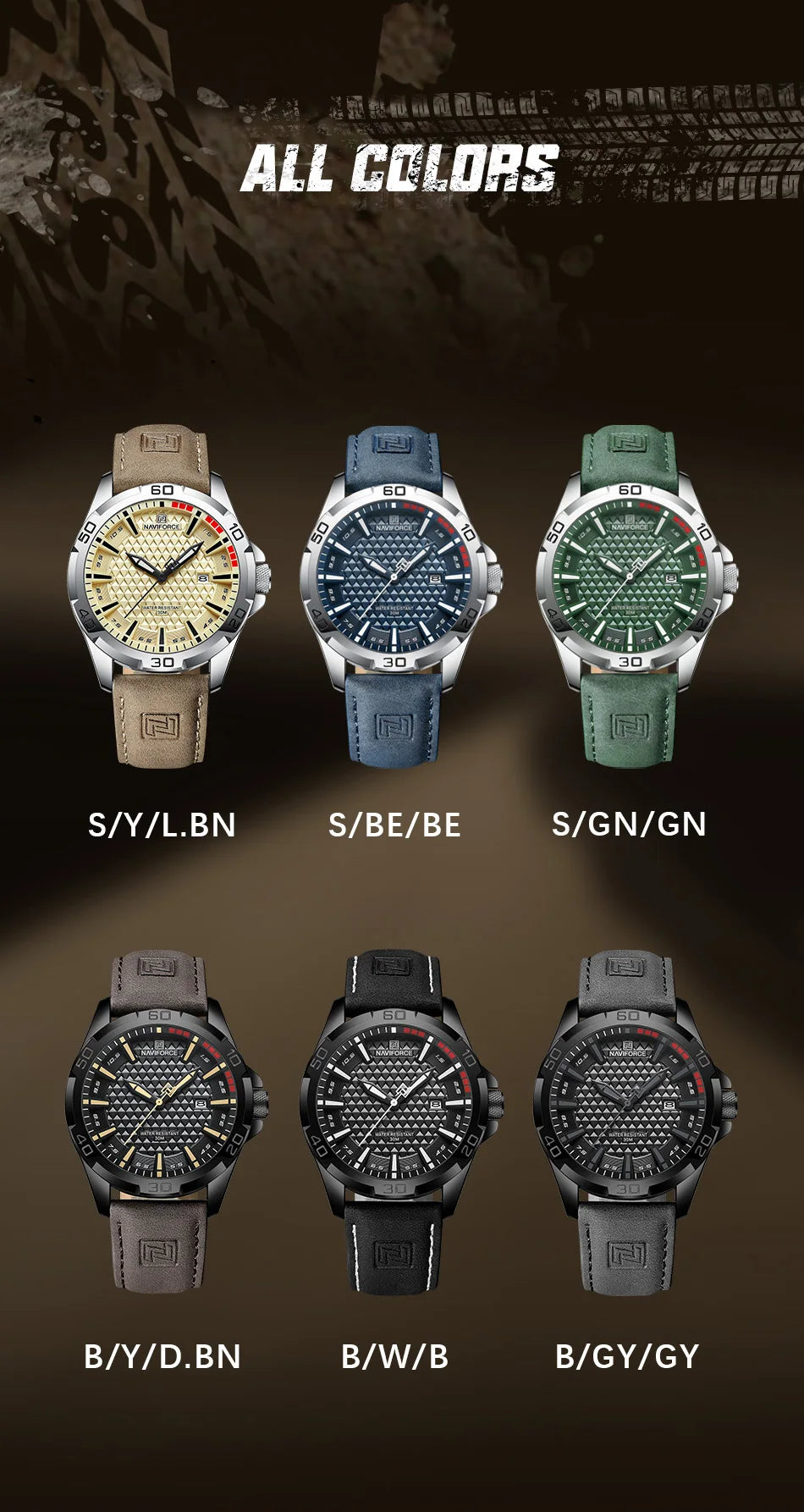 Naviforce NF8023 Quartz Calendar Business Sport Leather Watch