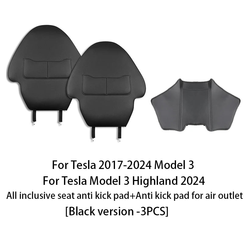 Tesla Model 3 & Y Leather Seat Back Kick Protectors