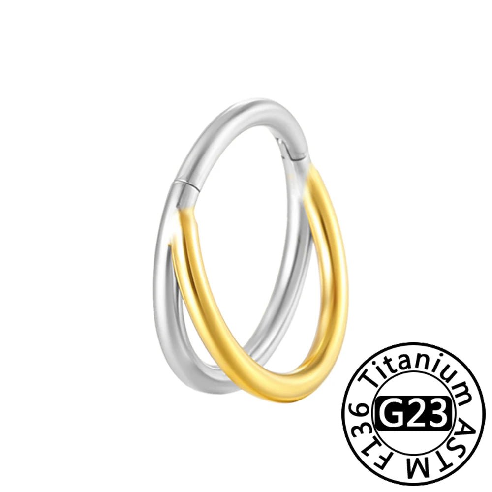 G23 Titanium 16G CZ Hinged Segment Clicker Hoop Piercing