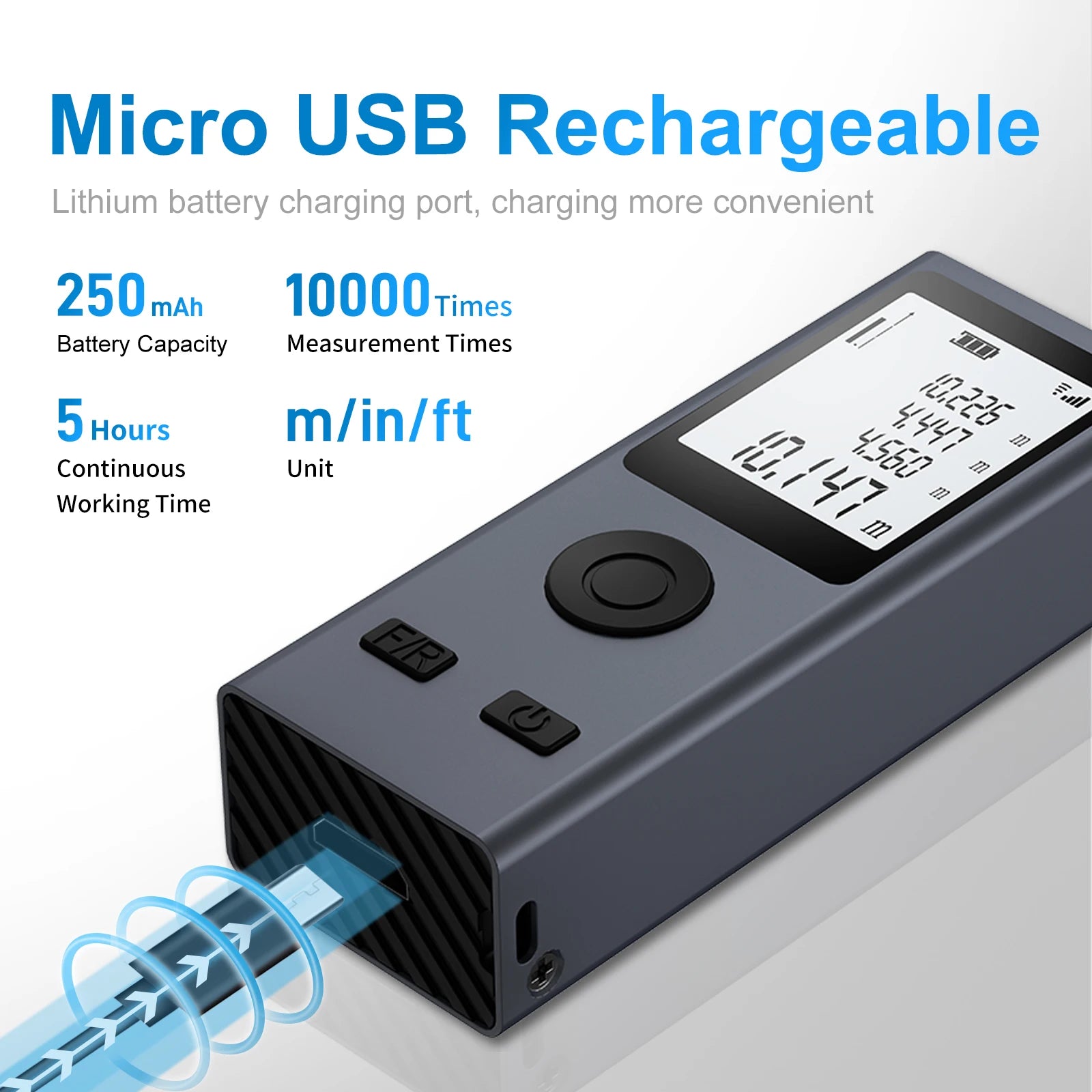 Nohawk Mini Laser Rangefinder Digital Tape Measure Ruler USB Charge Aluminum Alloy Fuselage