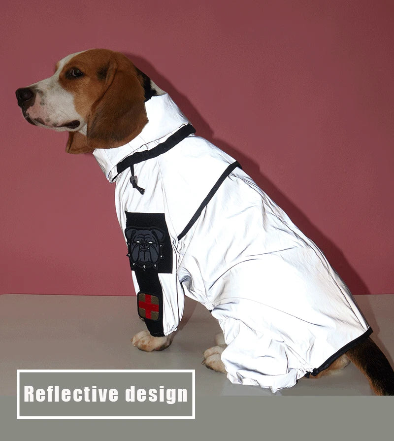 Luxury Reflective Waterproof Dog Raincoat Jumpsuit for Large Dogs