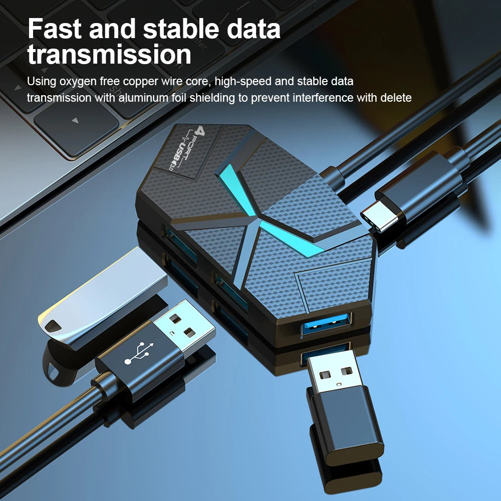 7 Ports USB 3.0 HUB USB Docking Station USB Splitter Adapter 5Gbps High Speed Transmission PD Power Supply For Laptop Computer