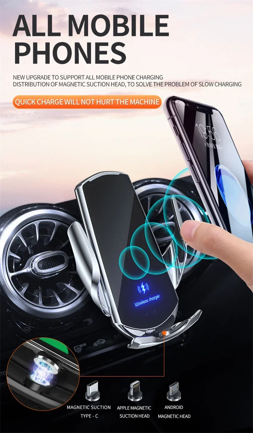 100W Car Magnetic Wireless Charger Phone Holder For iPhone 17 16 15 14 13 12 Pro Samsung Xiaomi Fast Charging Wireless Chargers