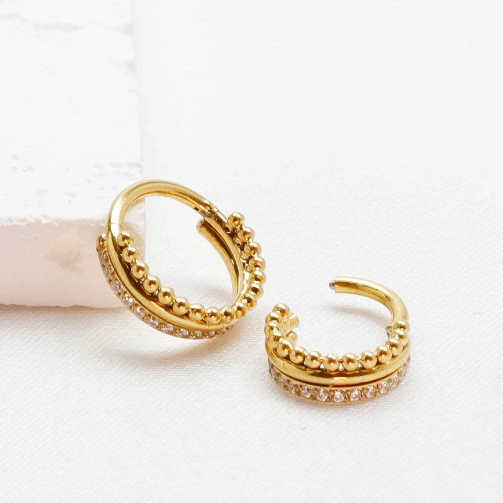 G23 Titanium 16G CZ Hinged Segment Clicker Hoop Piercing