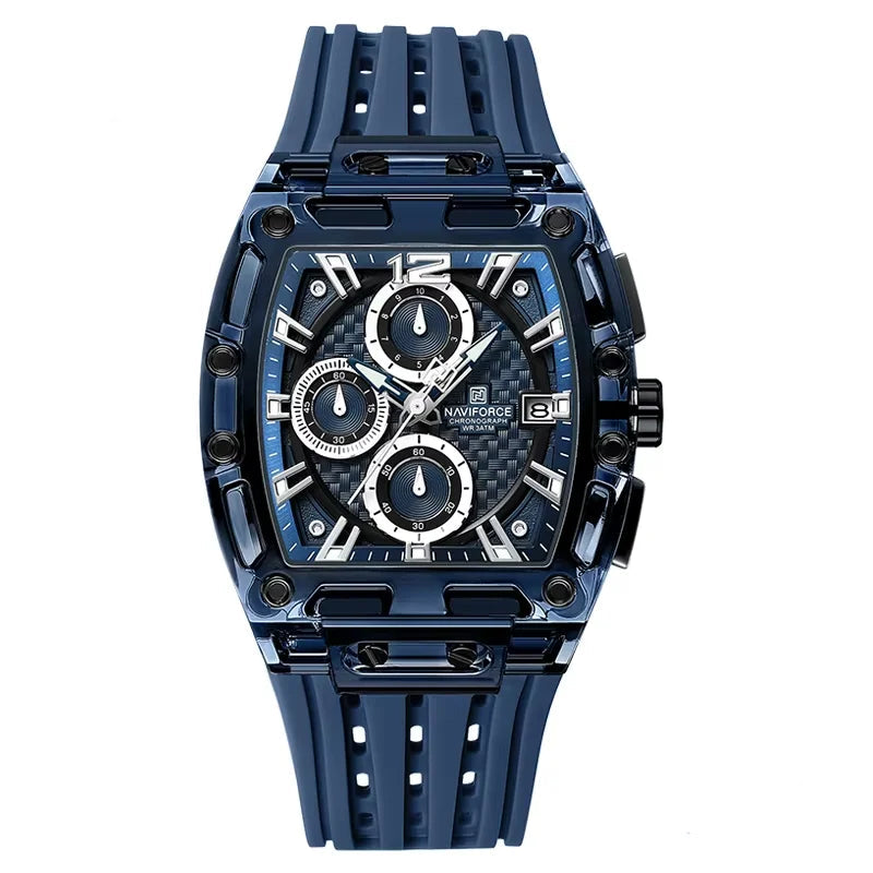 Naviforce NF7105 Tonneau Quartz Chronograph 5ATM Silicone Watch