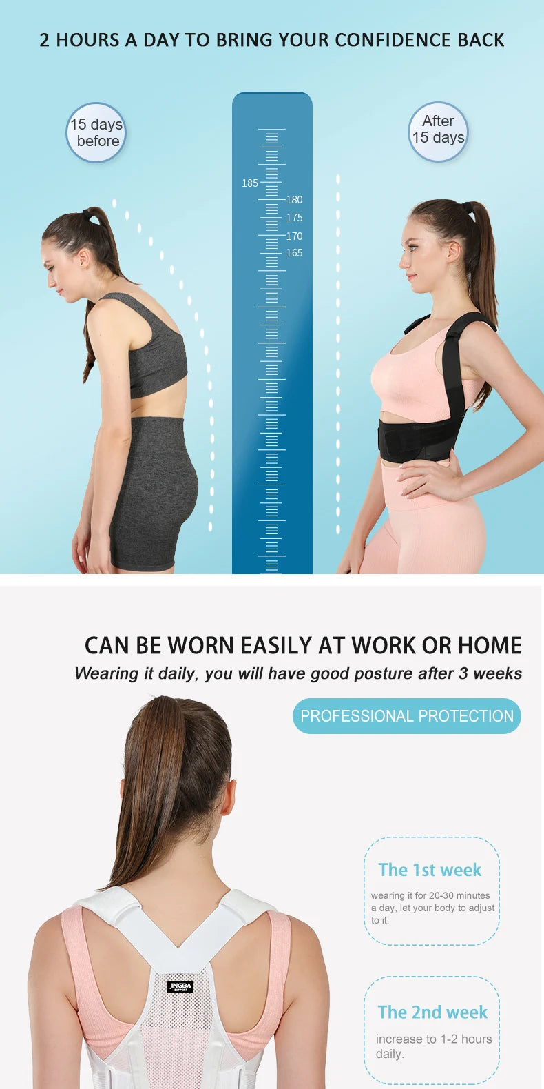Fully Adjustable Straightener Upper Spine Support Men Women BackBack Brace Posture Corrector